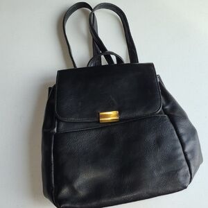 Black Backpack Purse with Gold Accent